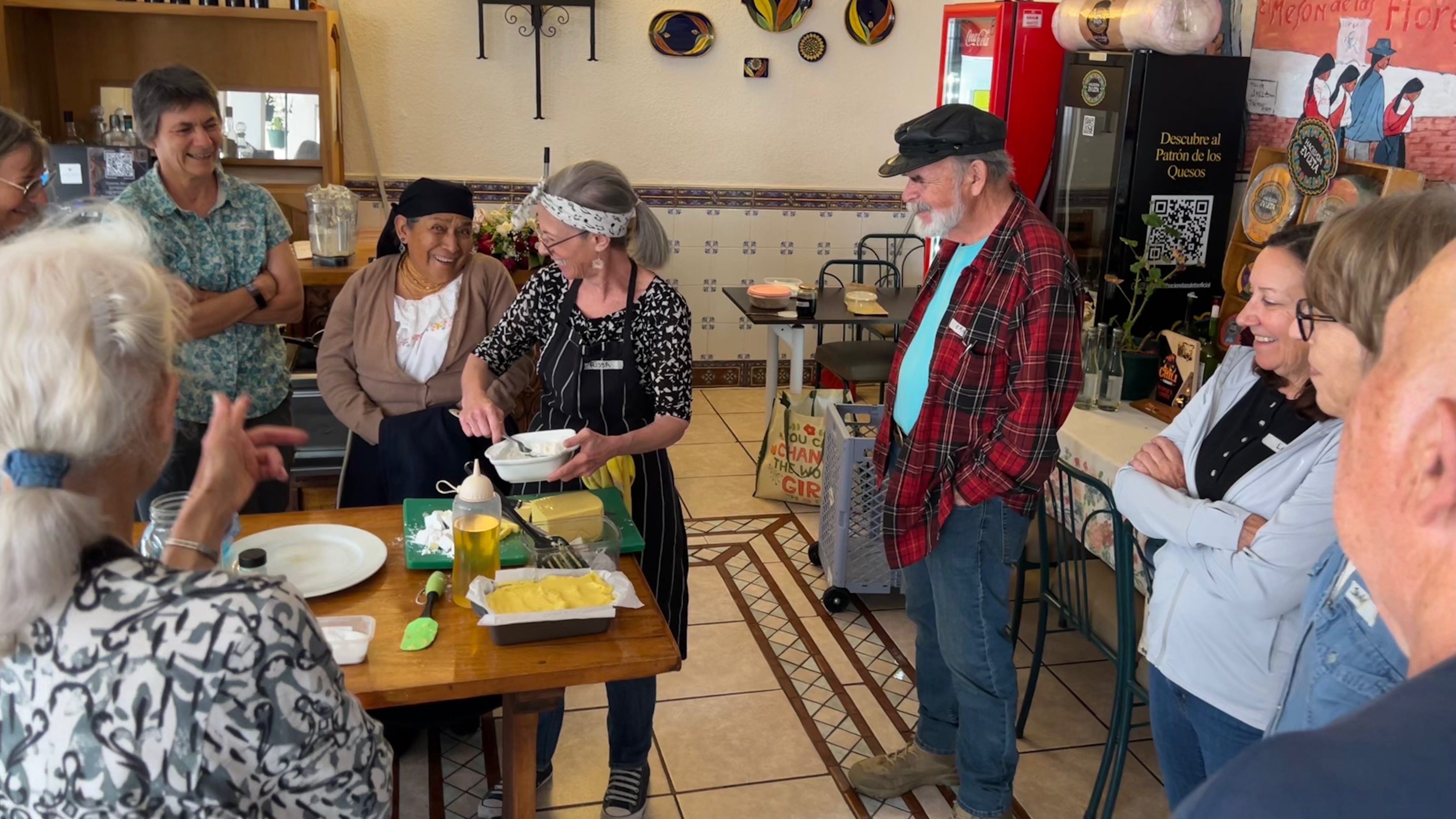 The author surrounded by students